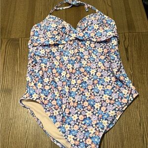 Isabel Maternity by Ingrid & Isabel Floral One Piece Swimsuit - Blue and Pink